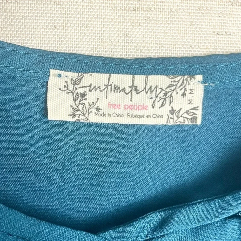 Free People Blouson Brami Blue-Green Teal Lace Strappy Cami‎ S boho festival